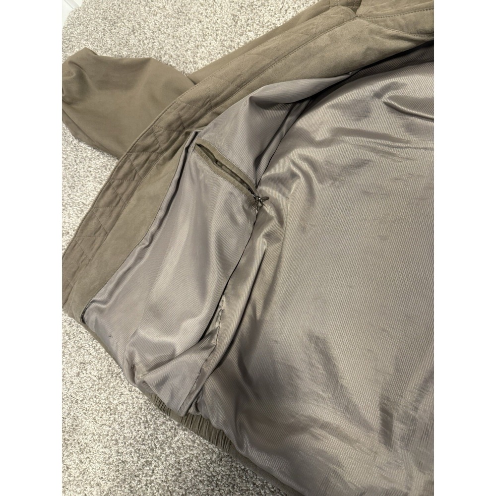 Newport Harbor Tailored Bomber Jacket Faux Suede Size L Tan/Beige/Khaki, Lined - Picture 14 of 15